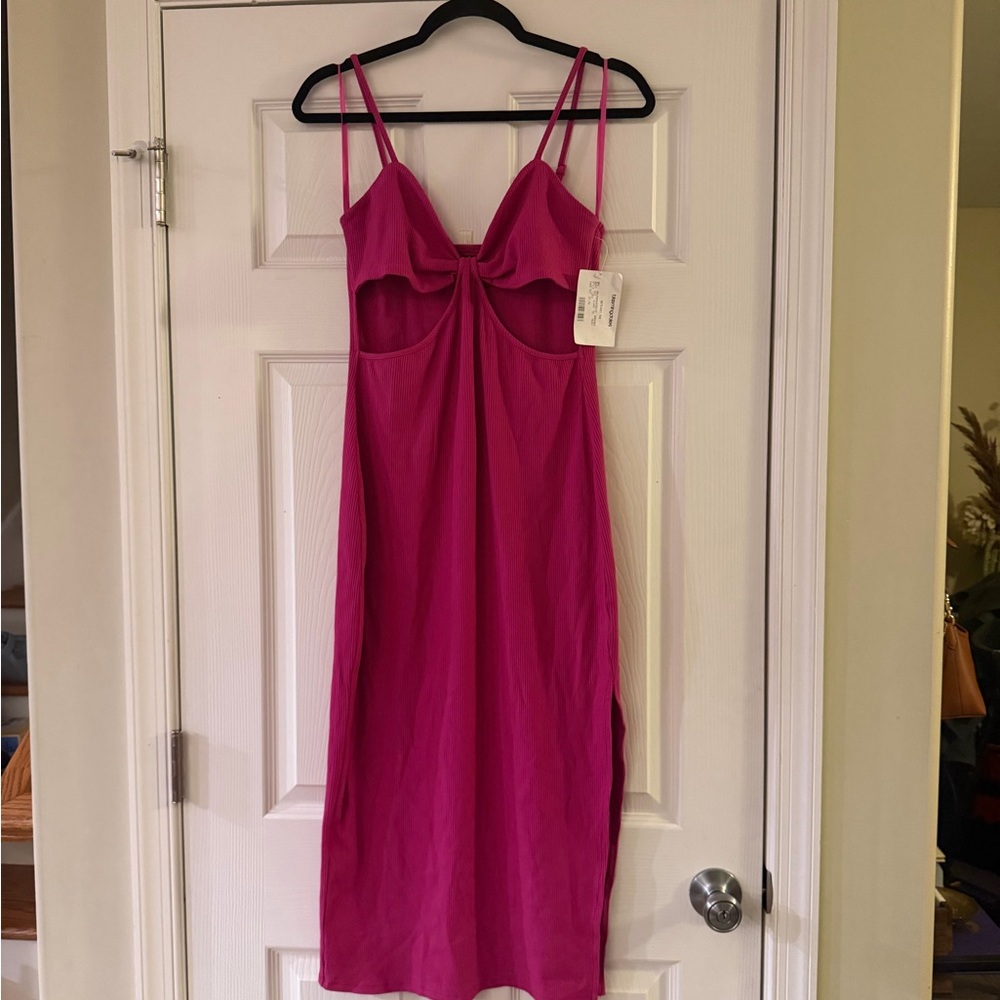 Bebe Fuchsia Ribbed Dress